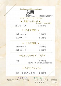 初回の料金表